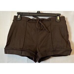 Vtg 70's-80's Women's KMART Brown Nylon Booty shorts Front Tie Rolled Hem Sz 8